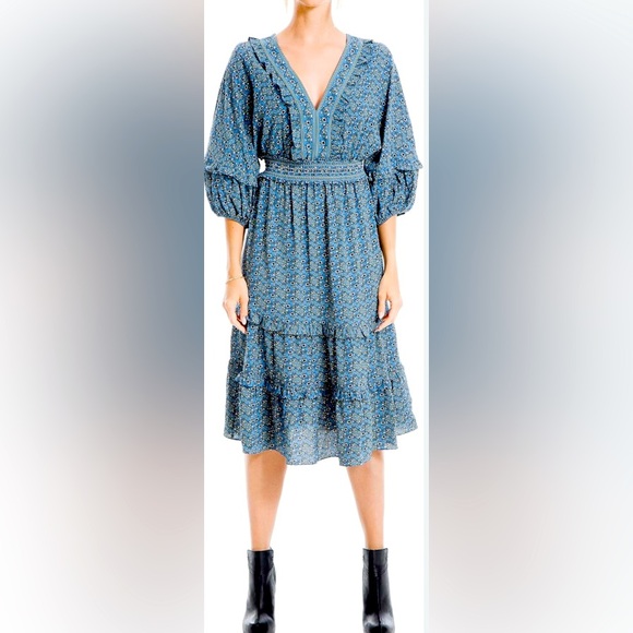 Max Studio Dresses & Skirts - Max Studio Women's 3/4 Sleeve Tiered Bubble Crepe Dress medium NWT